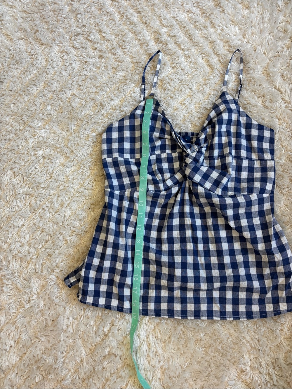 Old Navy Blue and White Gingham Smocked Top with Front Twist - Picture 8 of 8